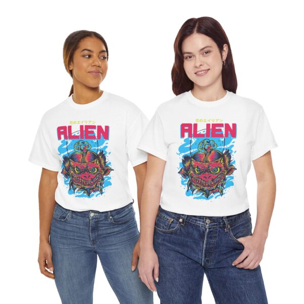 Alien Graphic Unisex Heavy Cotton Tee, Comfortable Casual Wear, Everyday Fashion, Perfect Gift for Space Lovers, Trendy Tee, Unique [...] - Image 6